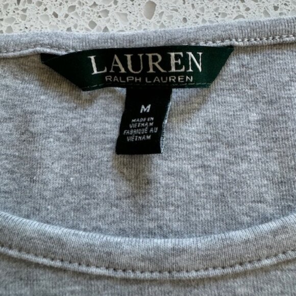 Lauren Ralph Lauren Gray Ruffled Top – Size Medium - Picture 7 of 9